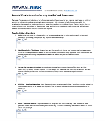 Remote-Virtual Work Cyber Security Health Check